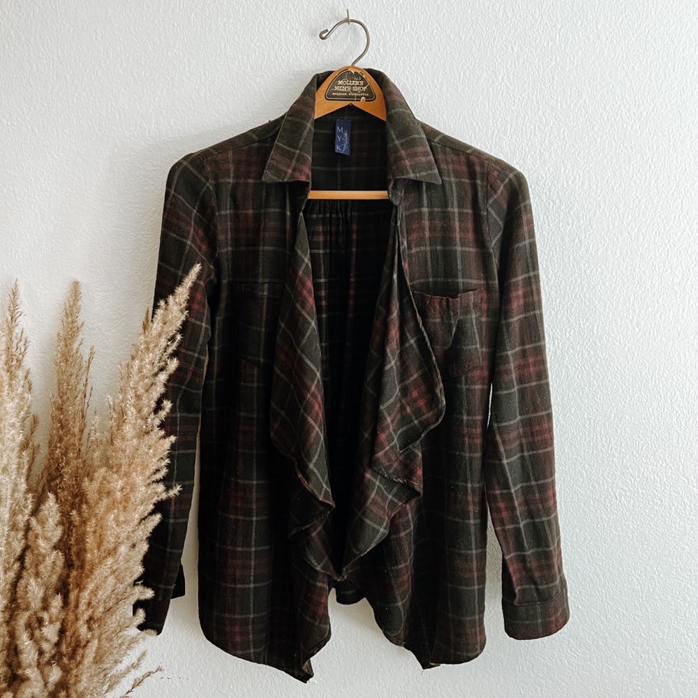 Open Front Plaid Blazer